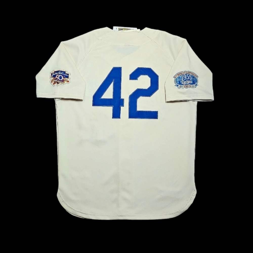 Jackie Robinson Dodgers Jersey Stitched Throwback Breaking Barriers Patch JR Day